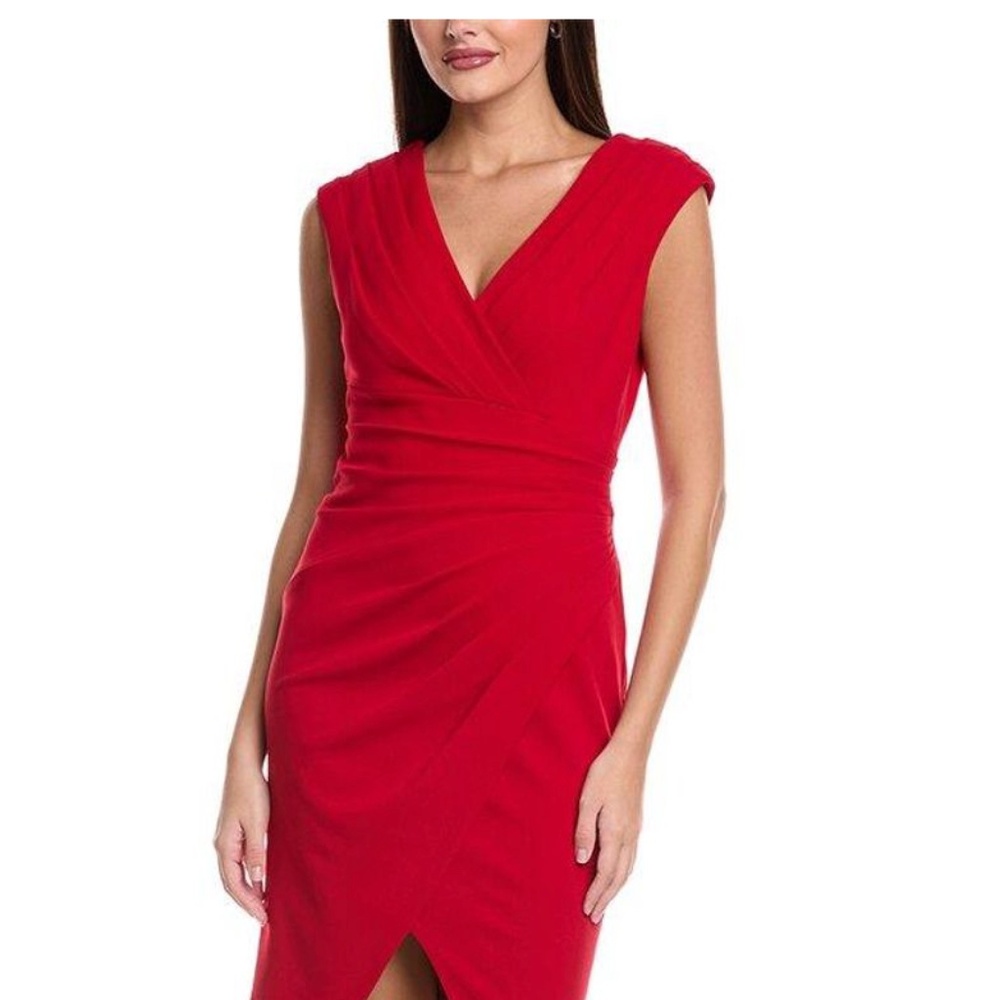 Tadashi Shoji BOS 24444M Women's Red Pleated Sheath Dress Flame NWT - Picture 3 of 4